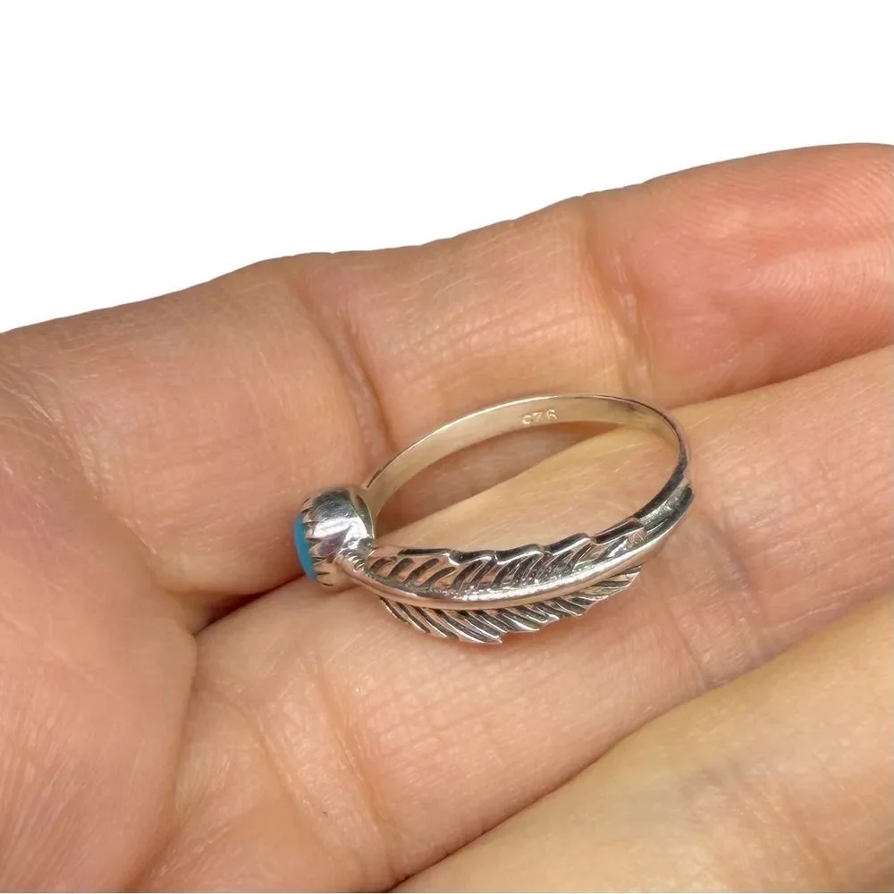 Sleeping Beauty Turquoise Ring Size 7 Solid 925 Sterling Silver Dainty